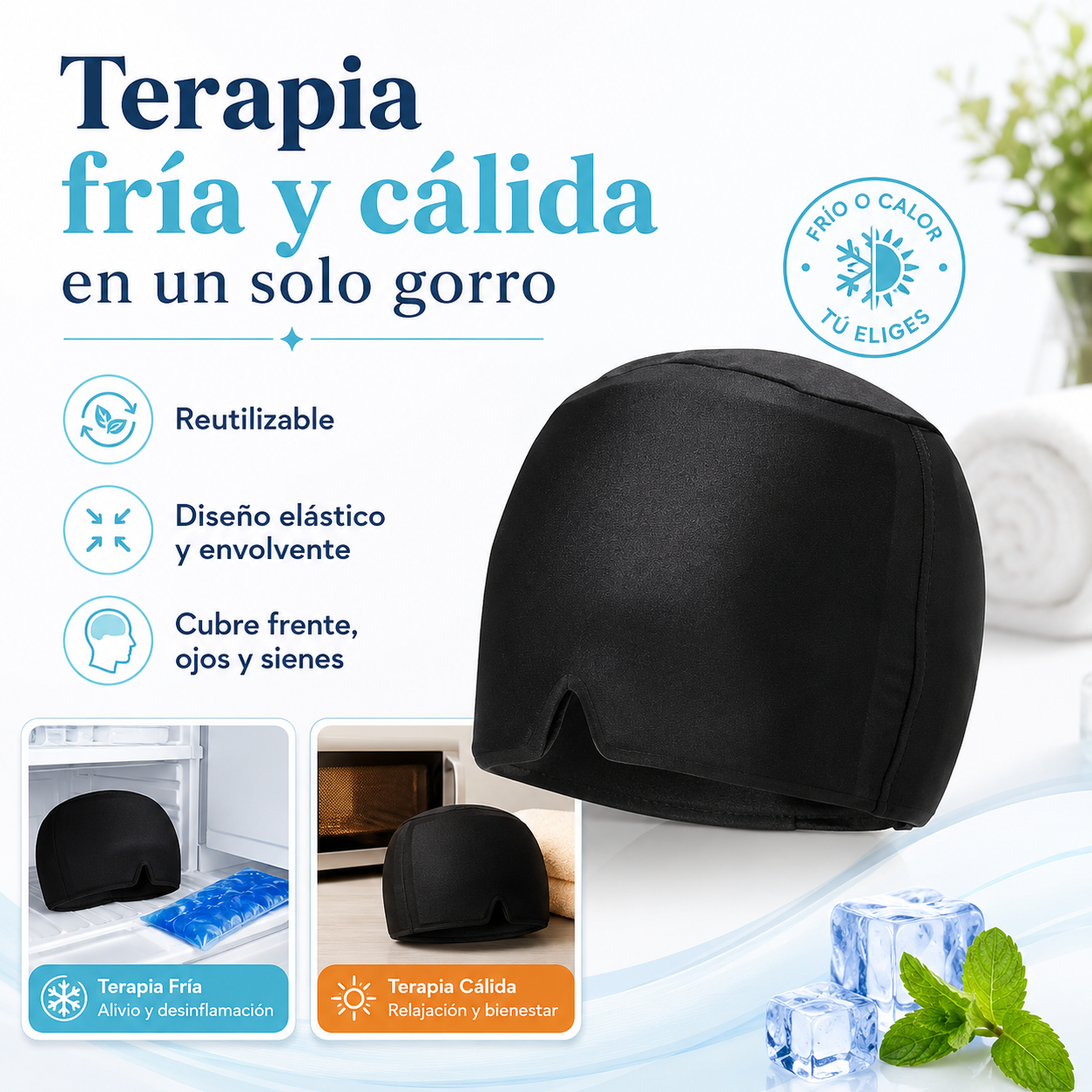Gorro de Gel para Migraña con Cobertura 360°