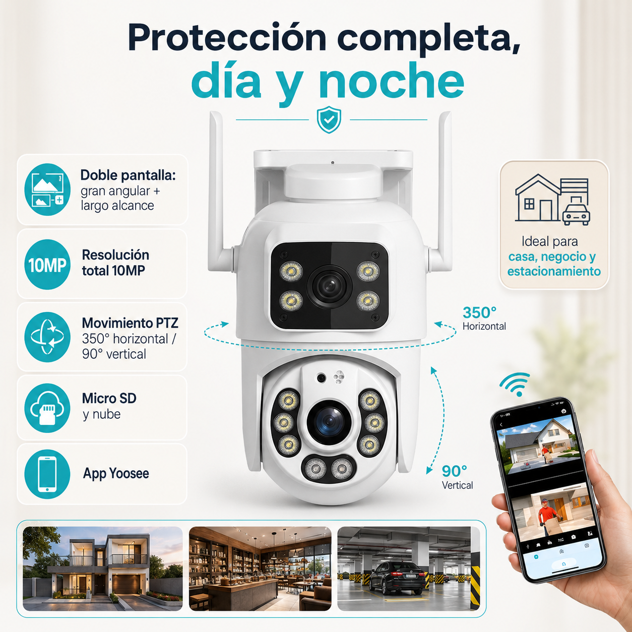 Cámara IP de Seguridad WiFi Doble Lente 10MP