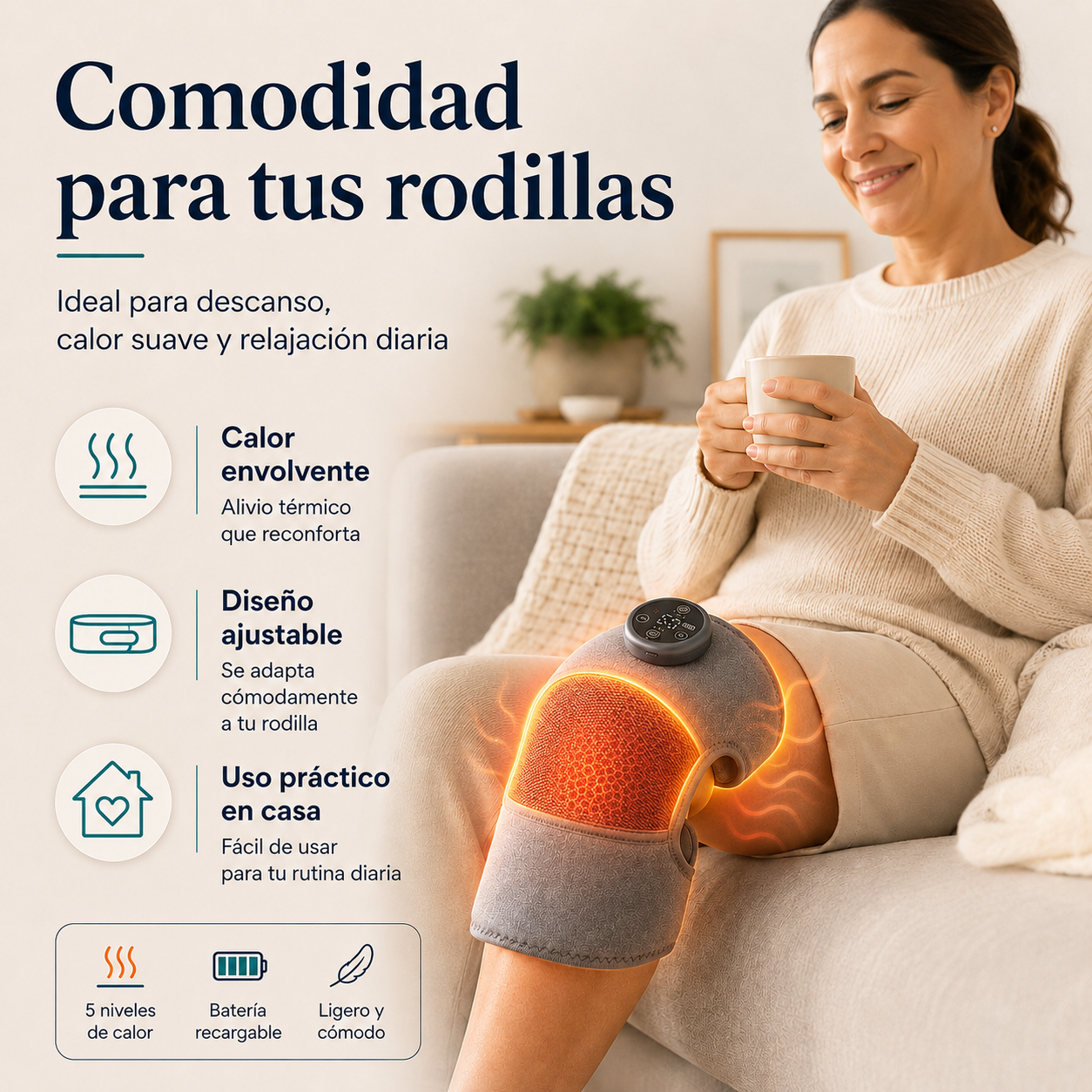 Rodillera Térmica con Calor y Masaje