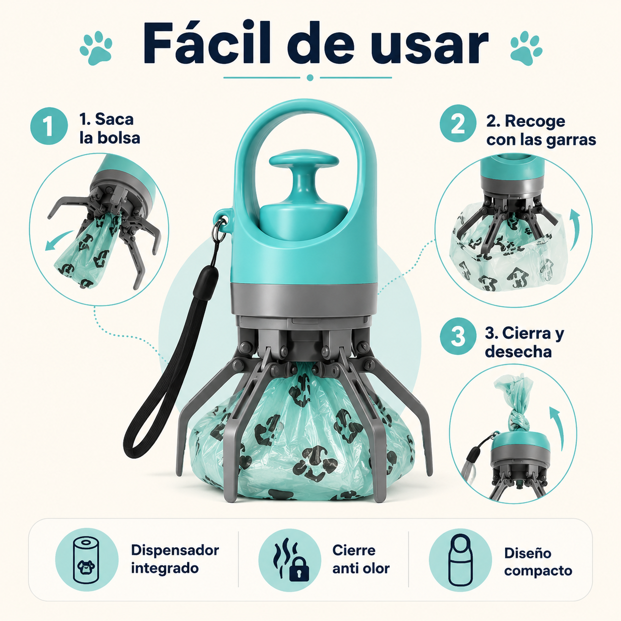 Recogedor Portatil Excremento Mascotas