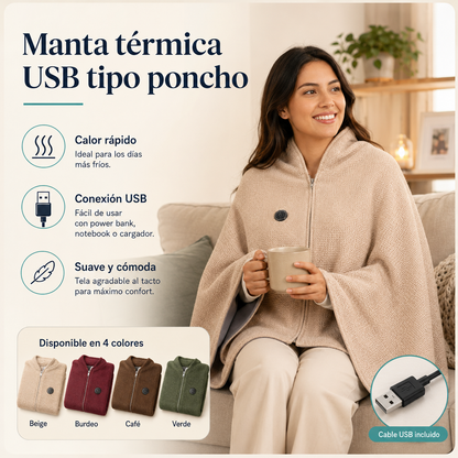Manta Térmica Eléctrica USB Tipo Poncho