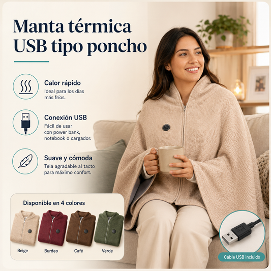Manta Térmica Eléctrica USB Tipo Poncho