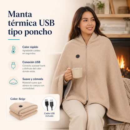 Manta Térmica Eléctrica USB Tipo Poncho