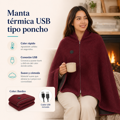 Manta Térmica Eléctrica USB Tipo Poncho