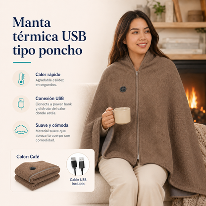 Manta Térmica Eléctrica USB Tipo Poncho