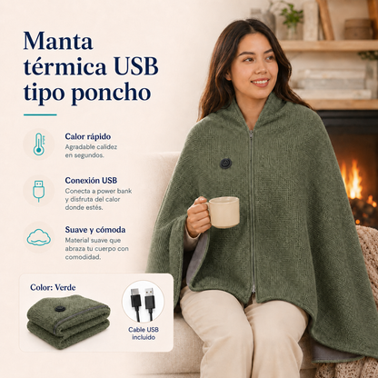 Manta Térmica Eléctrica USB Tipo Poncho