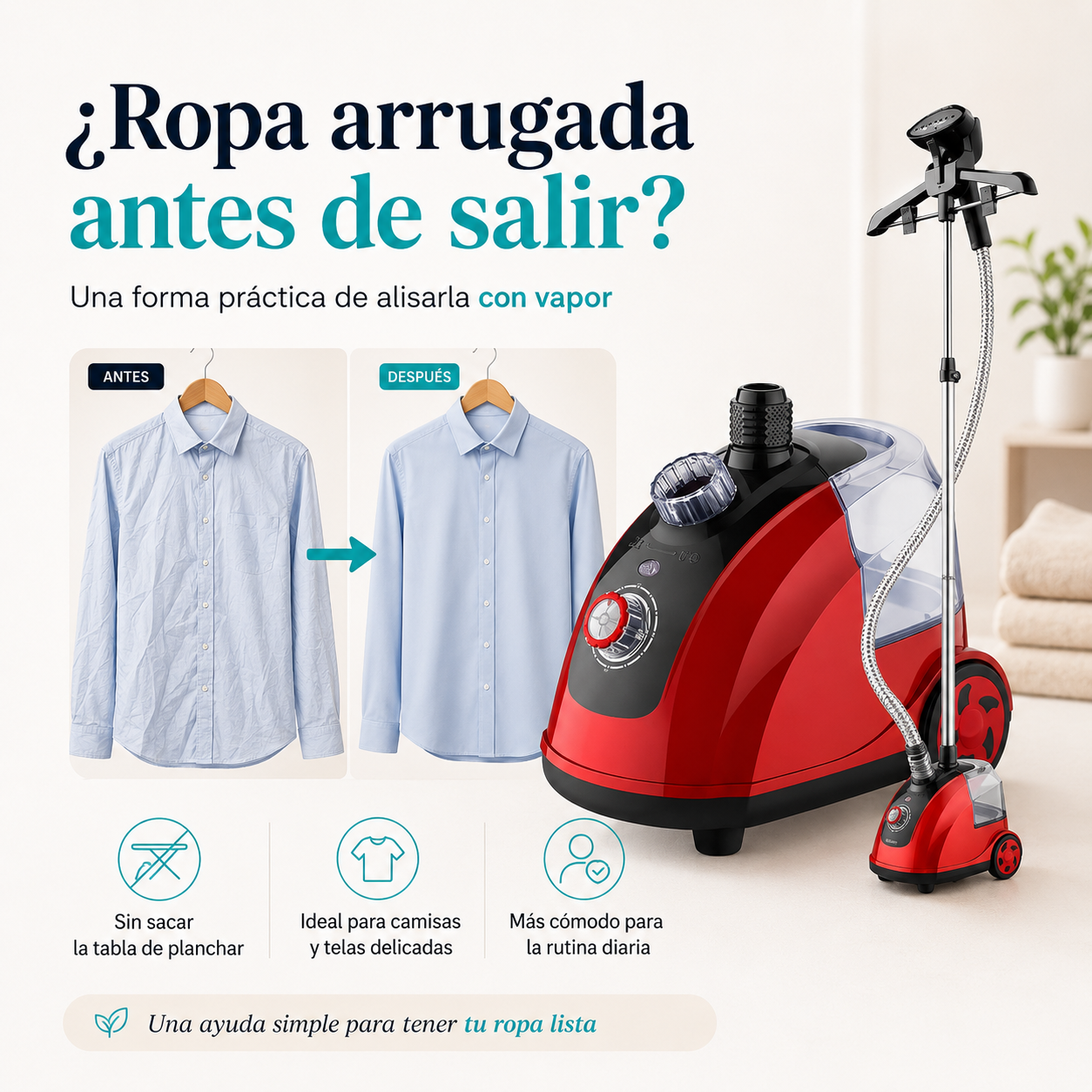 Plancha a Vapor Vertical / Roja