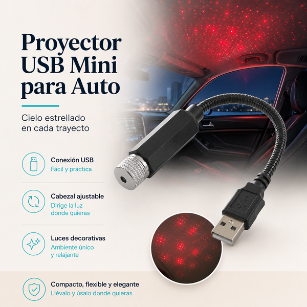 Proyector Cielo Estrellado USB para Vehiculos