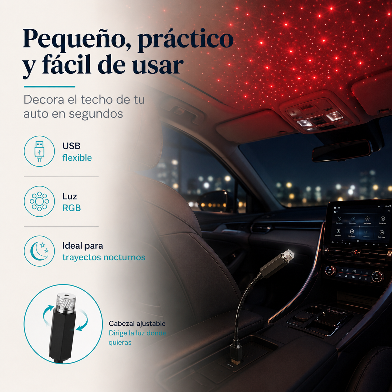 Proyector Cielo Estrellado USB para Vehiculos