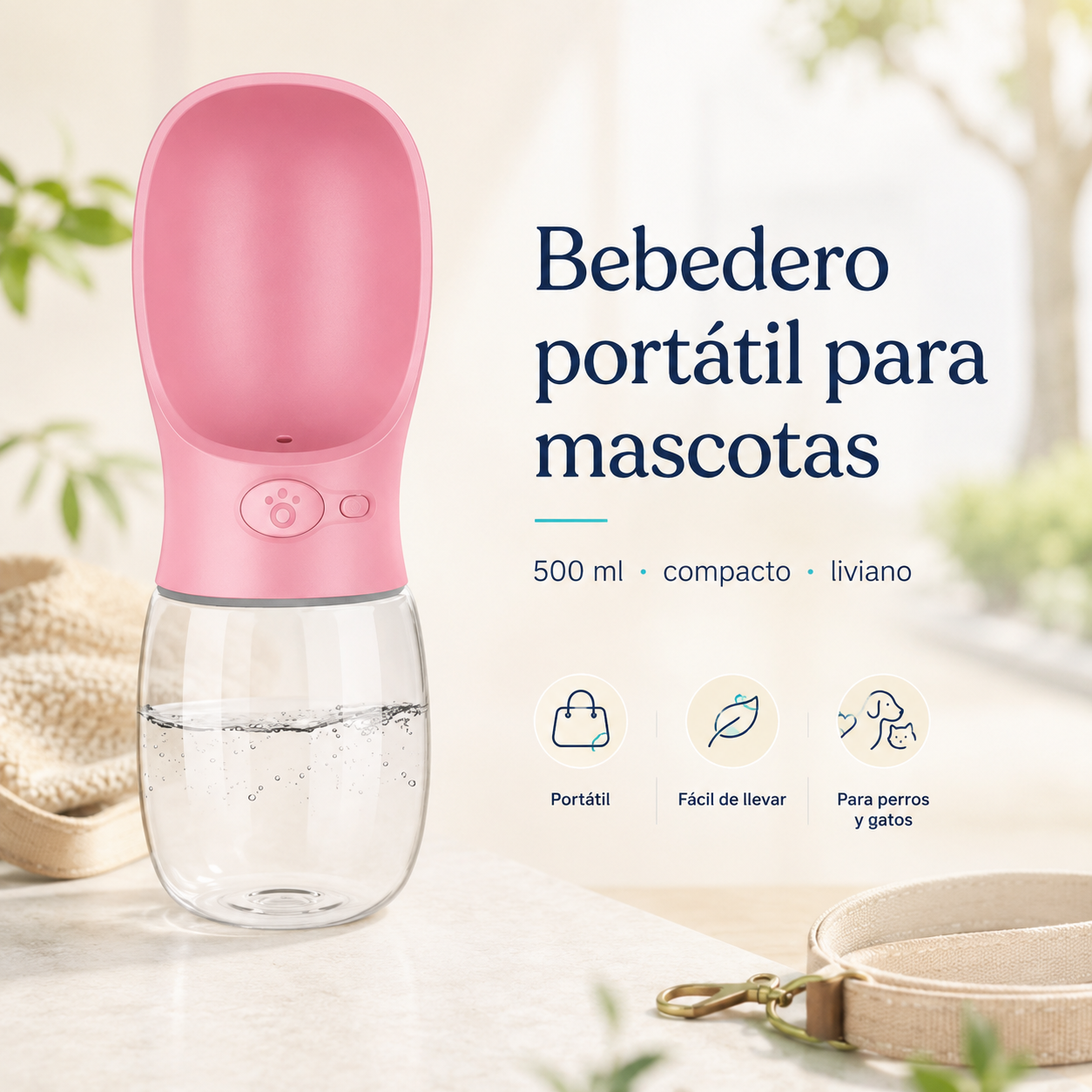 Bebedero Portátil para Mascotas de 500 ml