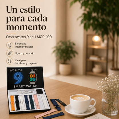 Smartwatch 9 en 1 MCR-100 con 8 Correas Intercambiables