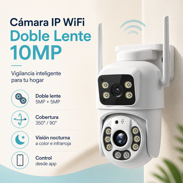 Cámara IP de Seguridad WiFi Doble Lente 10MP