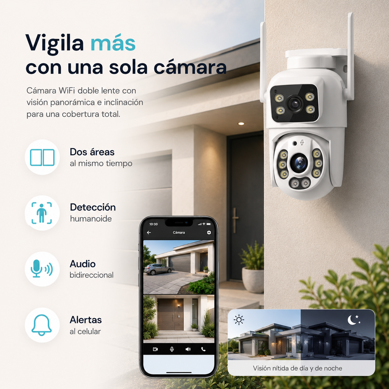 Cámara IP de Seguridad WiFi Doble Lente 10MP