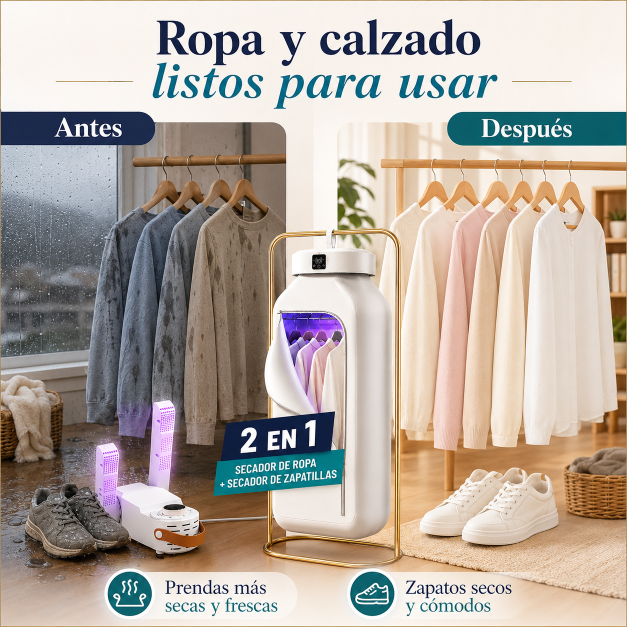 Pack 2 en 1 Secadora de Ropa + Secador de Calzado