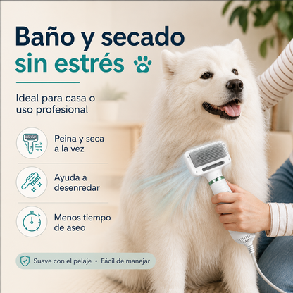 Cepillo Secador 2 en 1 para Mascotas