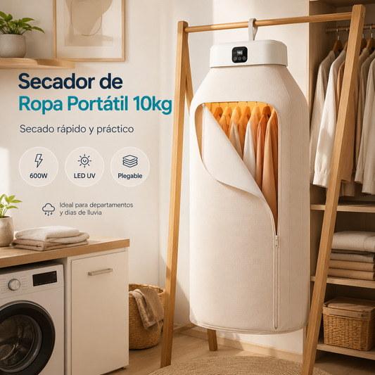 Secador de Ropa Portátil 10kg LED UV Blanco