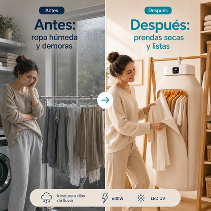 Secador de Ropa Portátil 10kg LED UV Blanco